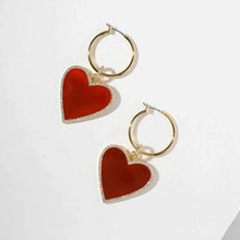 Zeamsil | Red Heart Drop Earrings