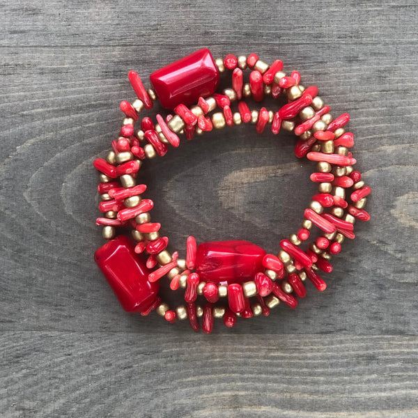 Zeamsil | Coral Trio Bracelet Set