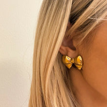 Zeamsil | Puffy Golden Bow Stud Earrings