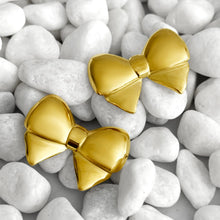 Zeamsil | Puffy Golden Bow Stud Earrings