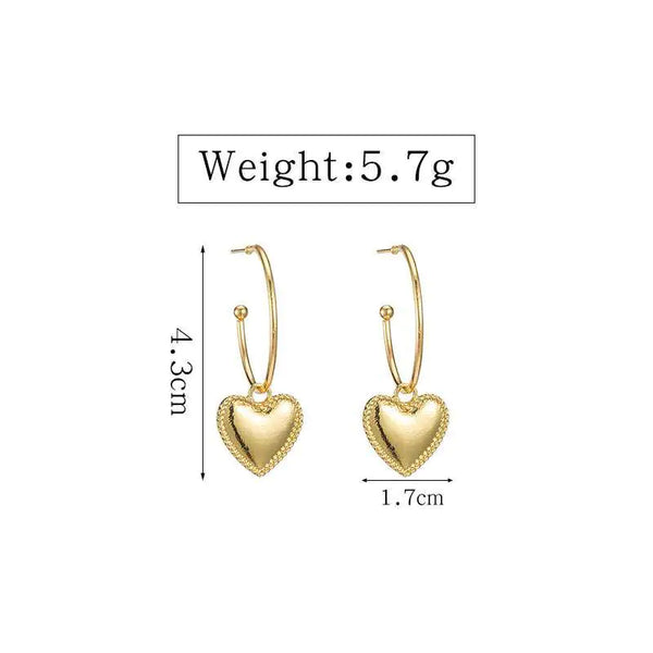 Zeamsil | Gold Heart Drop Earrings