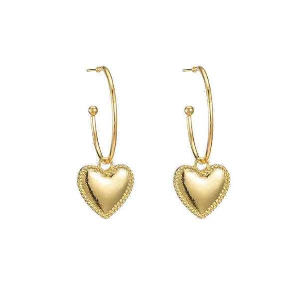 Zeamsil | Gold Heart Drop Earrings